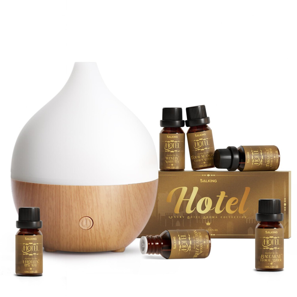 Salking Essential Oil Diffuser With Luxury Hotel Fragrance Oil Set, 100Ml Small Aromatherapy Diffuser, Ultrasonic Diffusers Cool Mist Humidifier, Wit