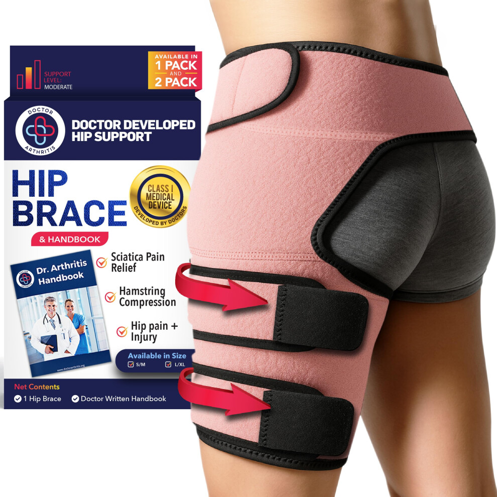 Dr. Arthritis Dr.arthritis Doctor Developed Hip Support Brace & Doctor Handbook - Hip Brace For Women & Men (L/Xl, Pink)