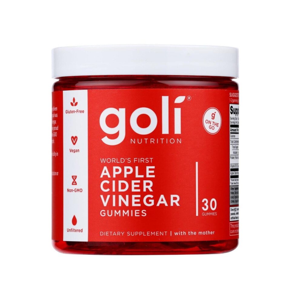 Goli Apple Cider Vinegar Gummies | Digestion, Gut Health & Appetite | Vitamin B12, Gelatin-Free, Gluten-Free, Vegan & Non-Gmo | Taste The Apple, Not