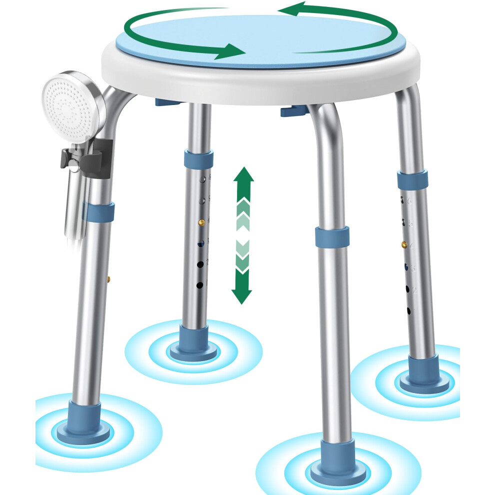 Luckfaith 360 Swivel Shower Chair With Adjustable Height Â Non-Slip