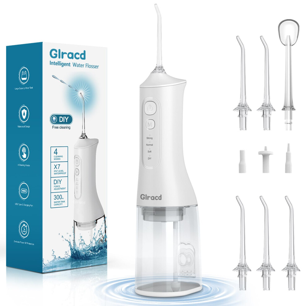 Glracd Water Flossers For Teeth Cordless, 4 Modes Oral Irrigator Dental,