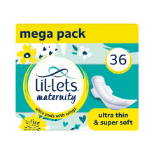 Lil-Lets Maternity Ultra Thin Long Pads with Wings, Perfect for 3+ Weeks Post Bi