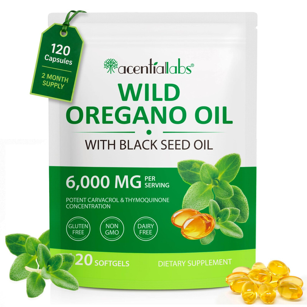 Seelimgoo Oregano Oil Softgels - 2 In 1 6000Mg With Black Seed Oil 200Mg