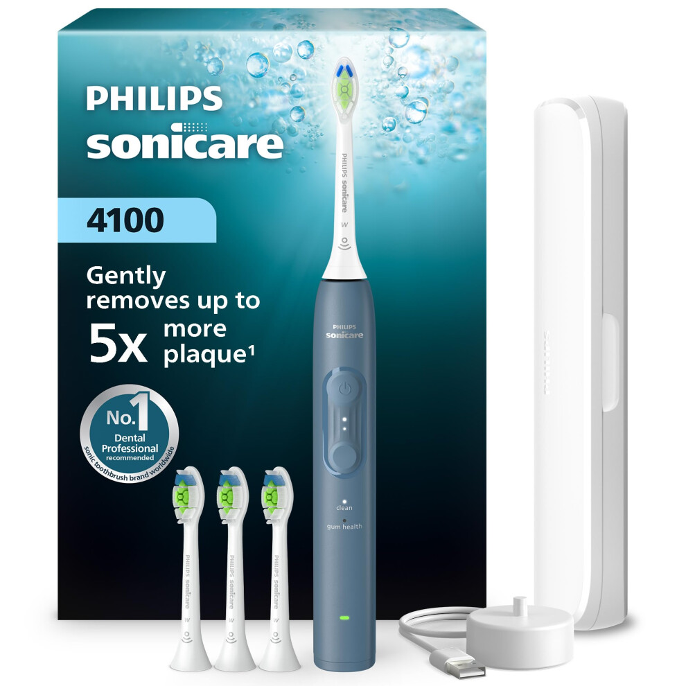 Philips Sonicare 4100 Series Electric Toothbrush - Sonic Toothbrush With Pressure Sensor, 4 Brushing Settings, Easystart, Smartimer, 21-Day Runtime,