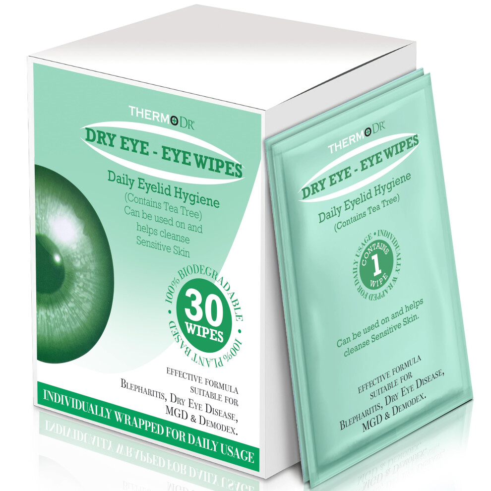 Thermodr Eye Wipes For Dry Eyes - Moisturising Hyaluronic Acid Eyelid Wipes For Hydration