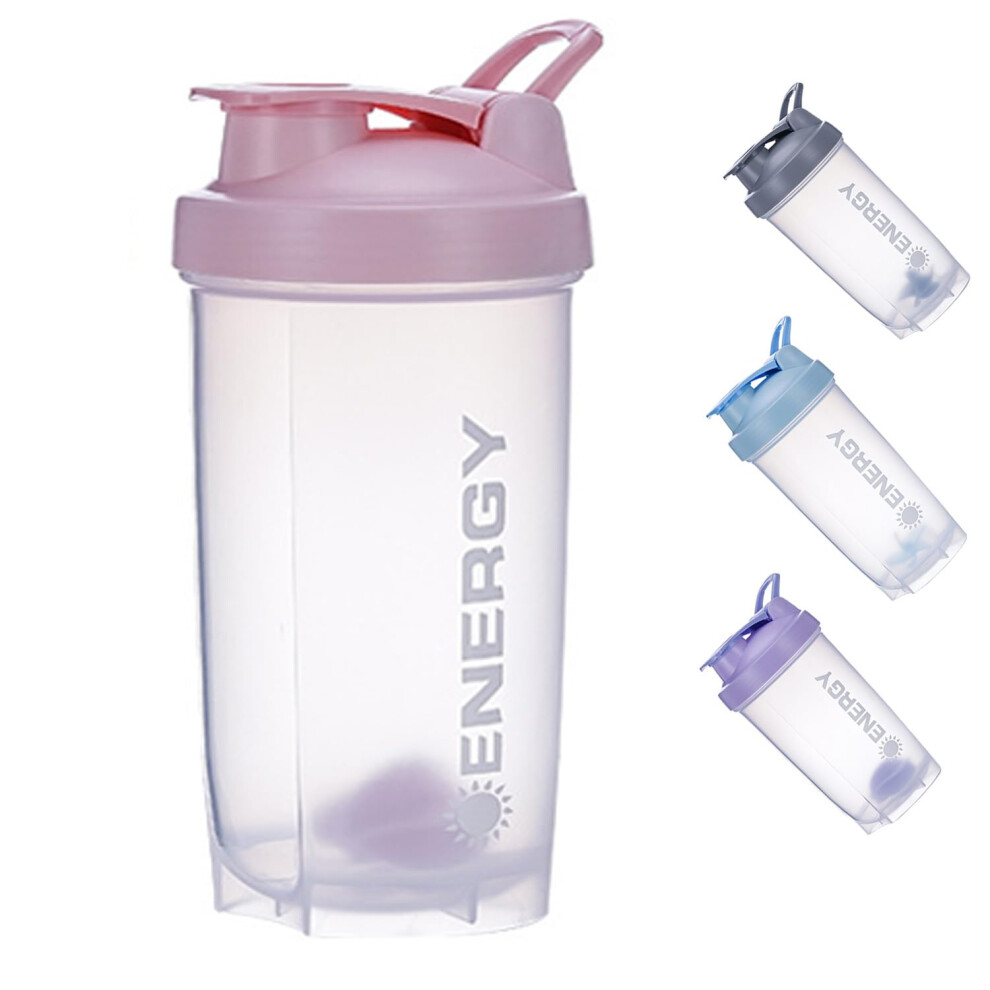 Pubiao Pink Protein Shaker Cup Sports Supplements Shakers With Mixer Ball Fitness Milkshake Portable Workout Water Bottle 500 Ml, Pp Material