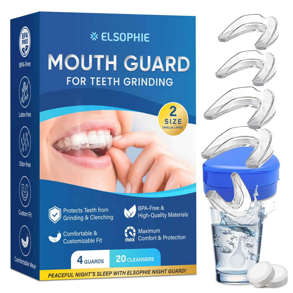 Elsophie Mouth Guard For Grinding Teeth At Night: Moldable Sleeping