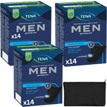 Incontinence Pads for Men Bundle with Mens Pads for Urine Leakage, Light Bladder, Extra Light, 100% Discreet, Individually Wrapped (14 x 3 Packs) and