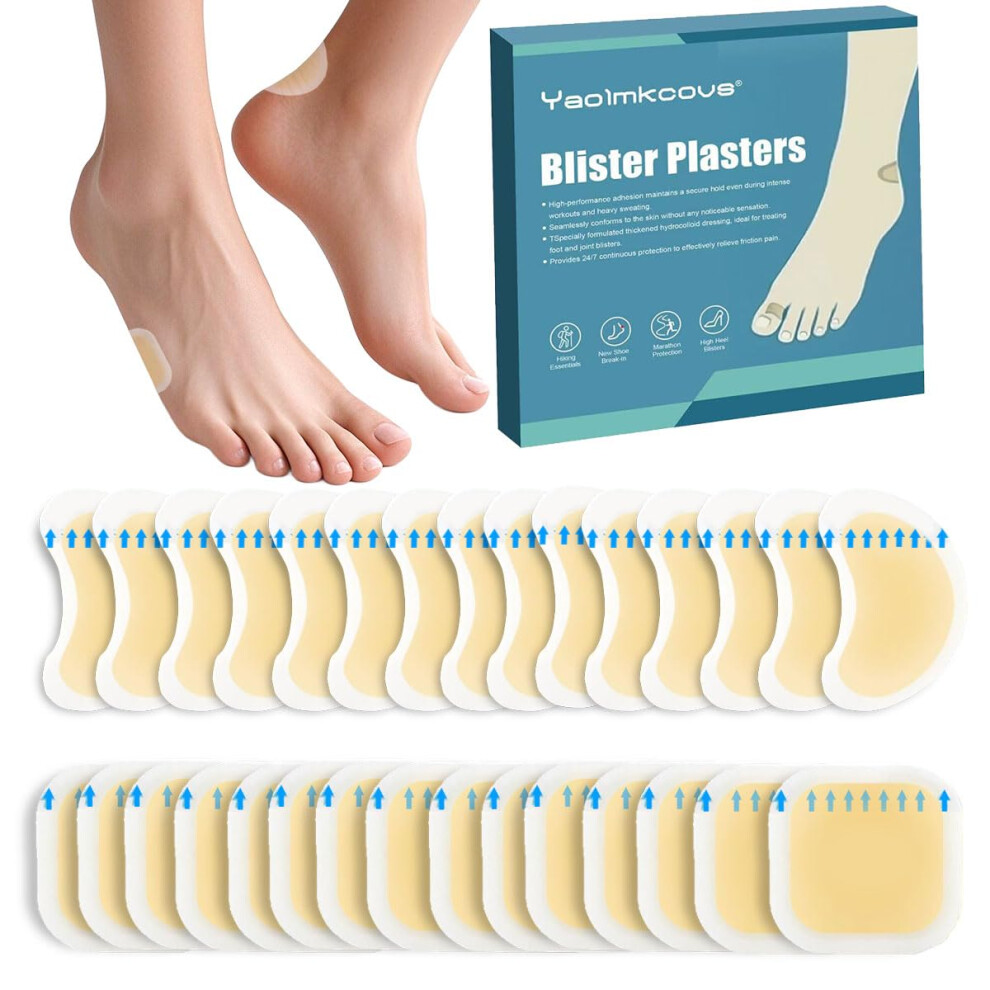 Yaolmkcovs 30Pcs Blister Plasters For Feet Waterproof Hydrocolloid Plasters Invisible Blister Cushions For Heel, Toe, Guard Skin For Feet Heel Prevent Friction