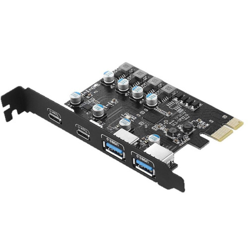 Carte D'Extension PCI Express 2  USB/USB-C 5 Gbit/S USB 3.2 Gen1 USB 3.0 PCIe pour Windows/Linux