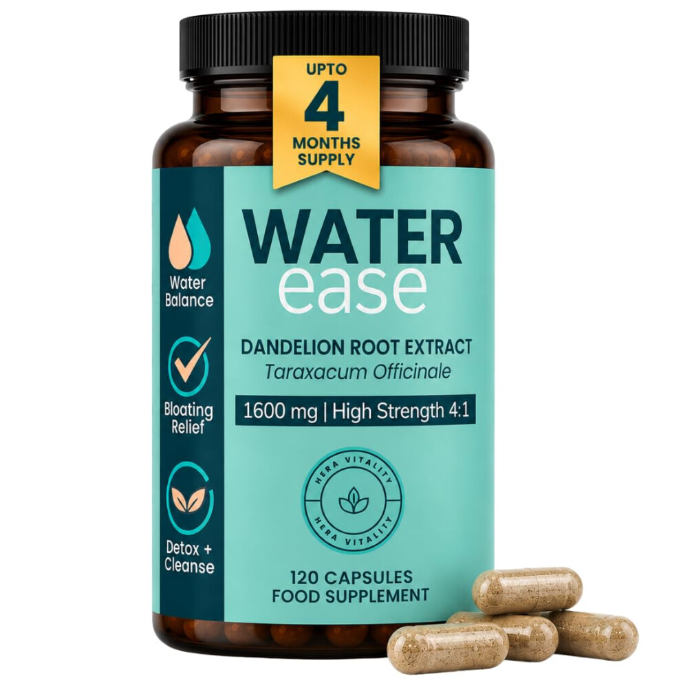 Hera Vitality Waterease Dandelion Root Extract 1600Mg (4:1) Â Water Retention Tablets High Strength Fluid Balance Supplement Â 120 Vegan Plant-Based Capsules