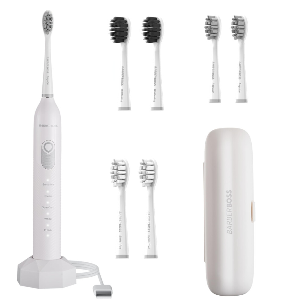 Barberboss Electric Toothbrush, Sonic Toothbrush, 5 Brushing Modes, 6