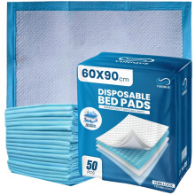 50 Pack Incontinence Bed Pads 90 x 60cm – Highly Absorbent Disposable Waterproof Bed Sheets for Adults, Elderly, Children & Babies – Bed Wetting S