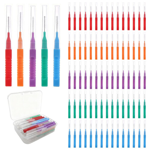 iCovalescent 80 Pcs Interdental Brushes, Teeth Cleaner, Tooth