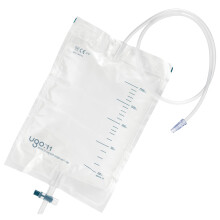 Ugo 2L Night Bags (x10) - Urine Drainage Bags/Urinal Catheter Night Bags, T Tap or Lever Tap with Kink Free Connection (Ugo 11 - Single Use T Tap, St