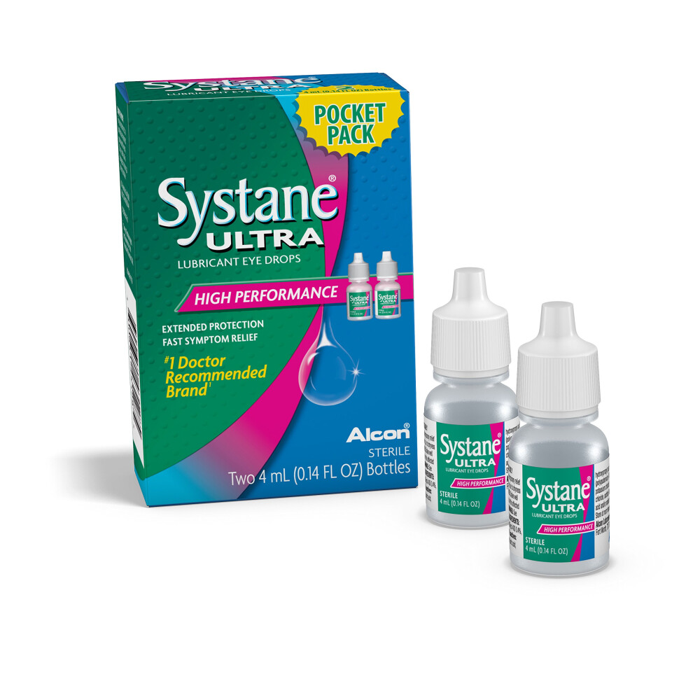 Systane Ultra Eye Drops Lubricant High Performance,Two 4Ml 0.14 Fl Oz. Bottles