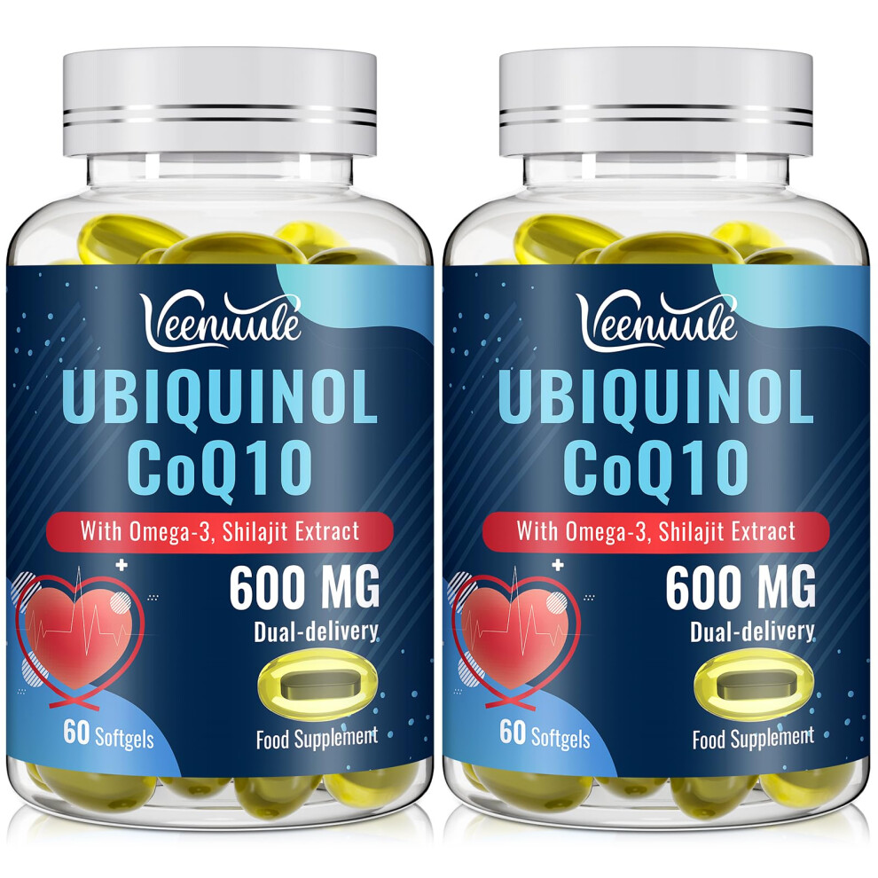 Veenuule Ubiquinol Coq10 600Mg Softgels With Shilajit Extract 300Mg, Omega-3