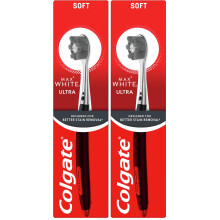Colgate Max White Ultra Manual Toothbrush - Teeth whitening Toothbrush - Charcoal Infused bristles - Designed for Better Stain Removal* - Polishes Aw