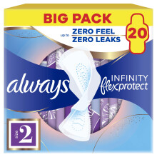 Always Infinity FlexProtect Sanitary Towels Long (Size 2) with Wings 20 Pads, Un