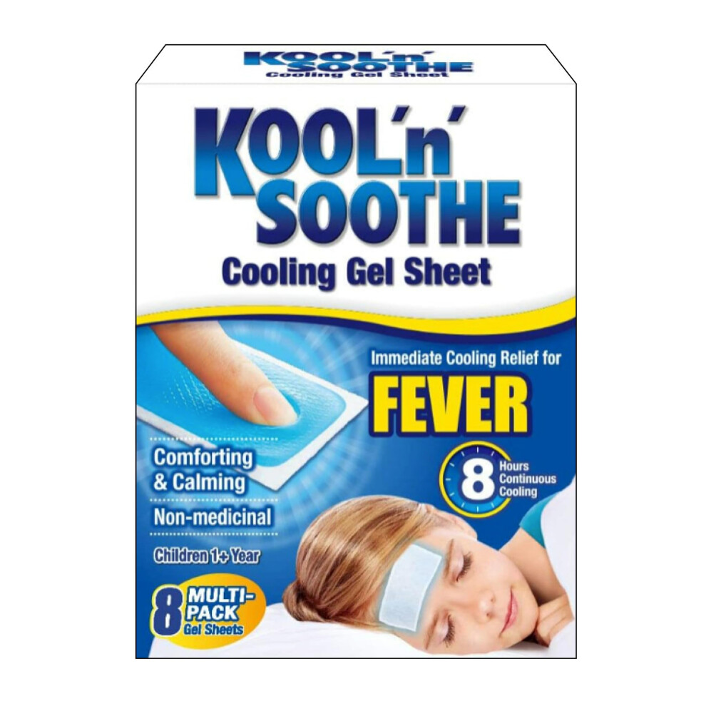 Kool 'N' Soothe Fever Cooling Gel Sheets, Family Pack, 8 Pack
