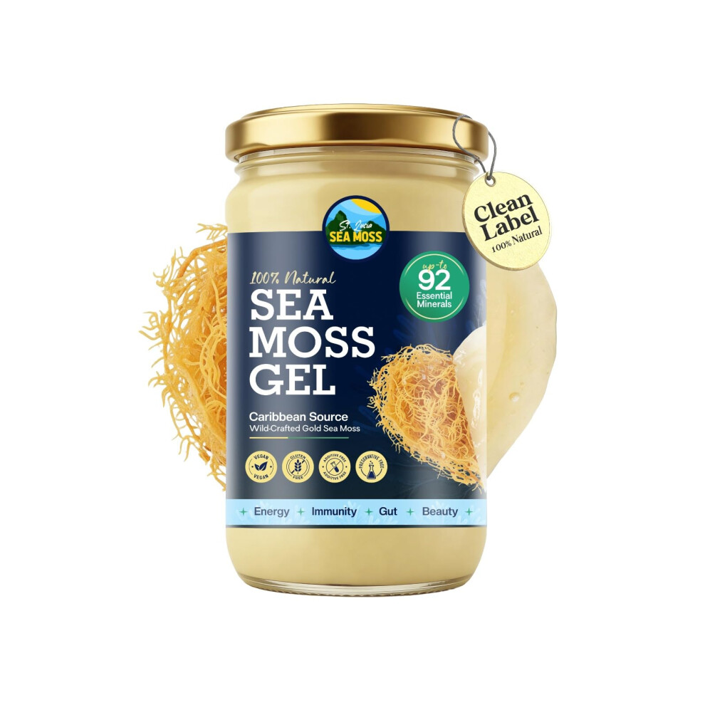St Lucia Sea Moss Ltd St Lucia Sea Moss Gel Â Wildcrafted Caribbean Sea Moss - 100% Natural Vegan Superfood - No Additives & Preservatives - Gluten-Free, Non-Gmo - Rich I