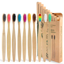 SWKJ Bamboo Toothbrushes with Soft Bristles,10 Packs of Biodegradable Organic Natural Wooden Toothbrush for Adult Kids, Eco-Friendly and Plastic Free