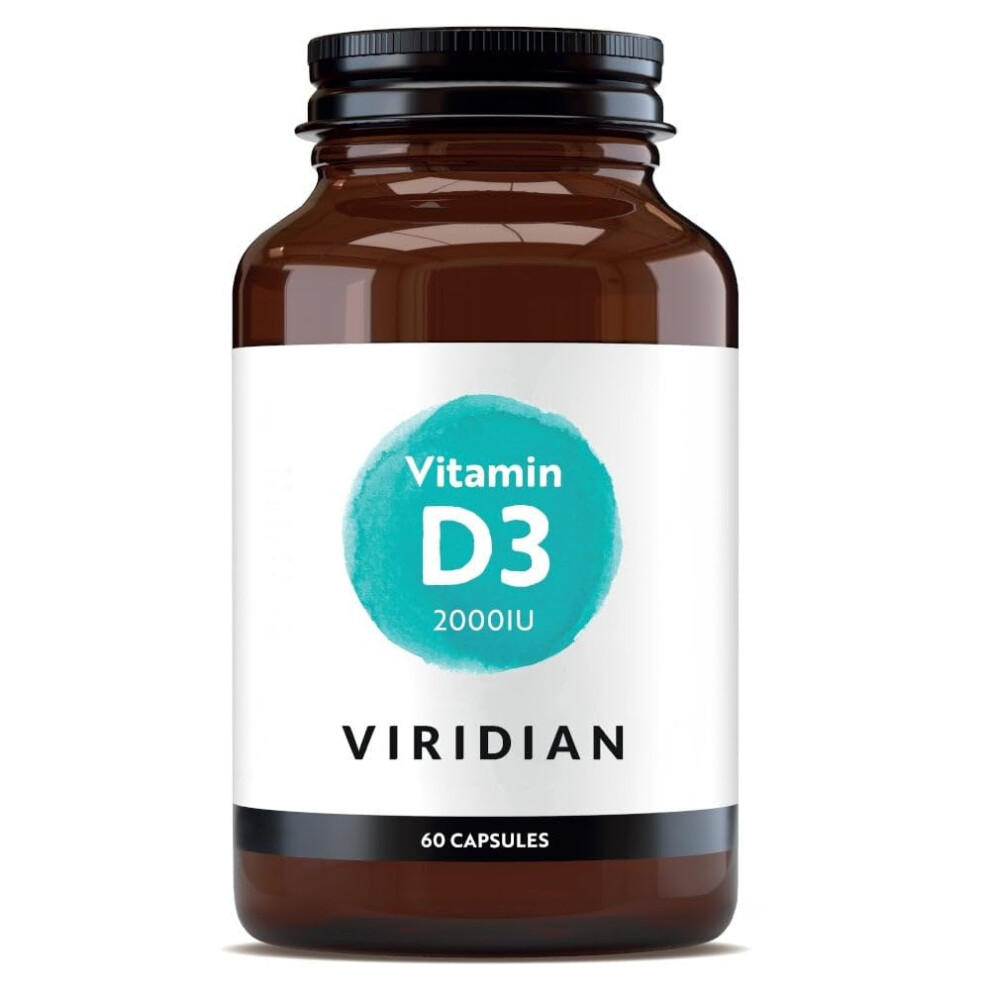 Viridian - Vitamin D3 2000Iu - 60 Caps | Contributes To Normal Bones, Teeth, Muscle Function & Immunity | Vegan Form Of Vitamin D | High Strength Dos