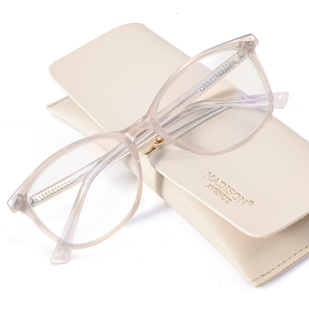 Madison Avenue Blue/Light Blocking Glasses Anti Eyestrain Uv Glare Glasses For Women Tv Phone Computer Gaming Eyeglasses(Nude Pink)