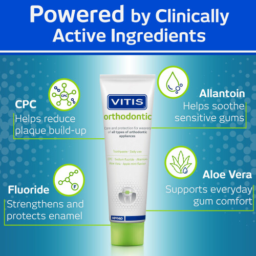 Vitis Orthodontic Toothpaste 100ml - Fluoride Toothpaste for Braces, Gum Protect 2