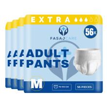 56 x Extra Incontinence Pants Women & Men | Adults Diapers | Ultra Absorption and Soft-Stretch Waistband | Adults Nappies | Waist Size Medium 70-110