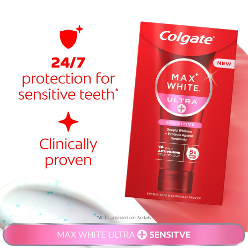 Colgate Colgate Max White Ultra+ Sensitive Toothpaste 75ml, Whitens Deep 2