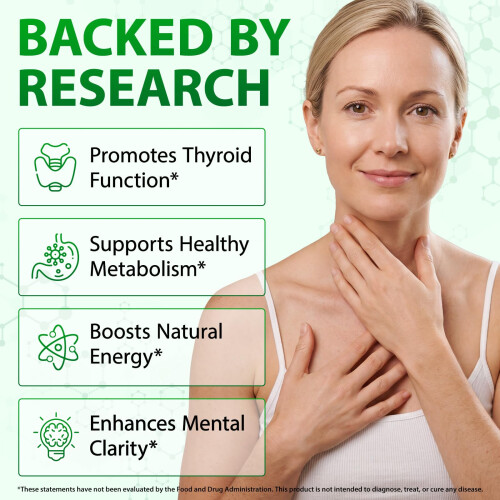 Thyroid Support Drops with Iodine & Selenium - 60ml | Enriched with L-Tyrosine, 1