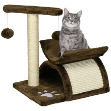 Krabpaal, kattenspeelgoed, kattenmandje en 2 hangende balletjes van natuurlijk sisal.