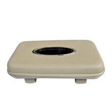 Beige Leather Car Tissue Holder Visor