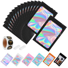 Pack de 150 Bolsas Holográficas Mylar con Ventana Clara 7" x 10" 1 Quart Resellables