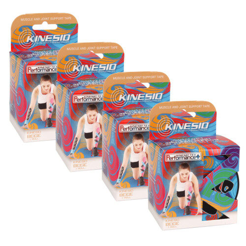 Kinesio Tex Performance + - Nastro Terapeutico per Ginocchio e Spalla - Beige con Logo - 2in x 16.4 ft