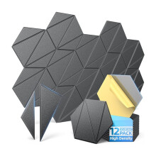12 Pack Walls Acoustic Panels with Self-Adhesive 12"X10"X0.4" Sound Proof Foam Panels for Home Studio Office Black