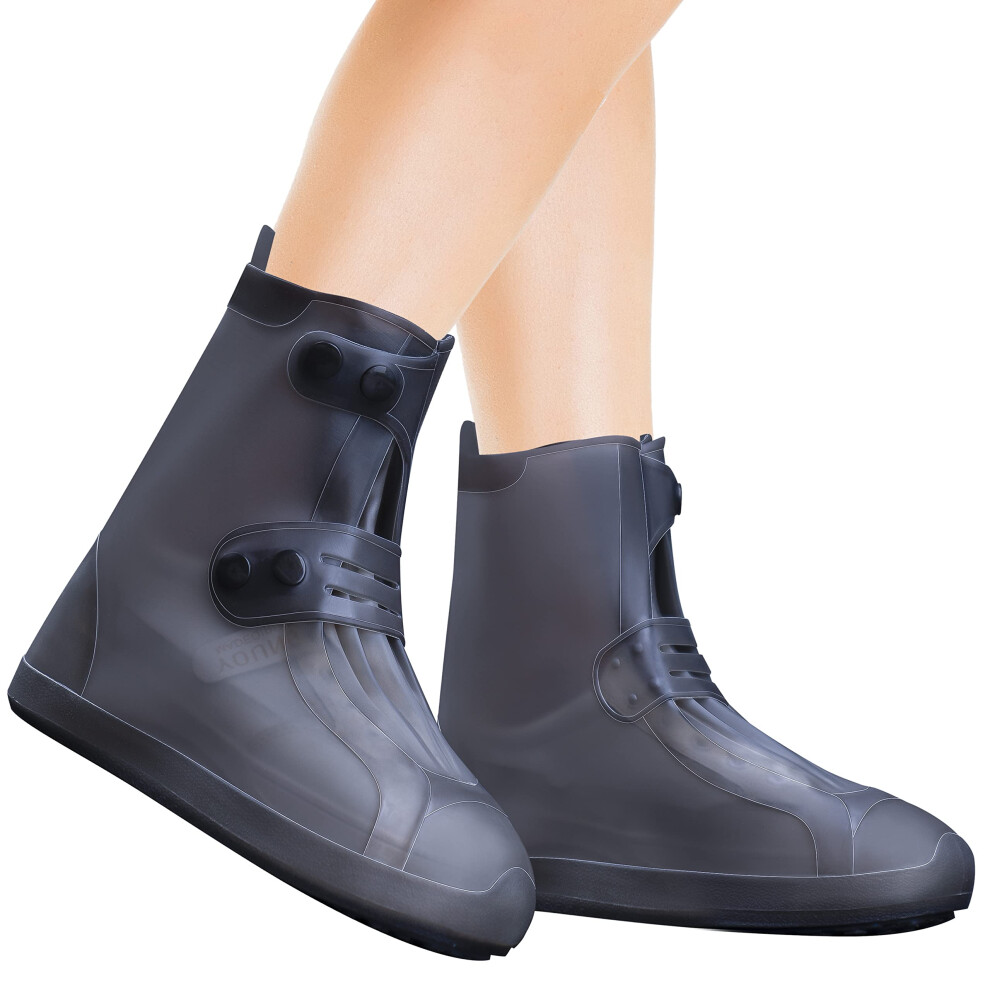 Rain Shoe Covers | Waterproof Shoe Covers For Men Women | Reusable Galoshes Overshoes (Black, 34-36) 810098892018