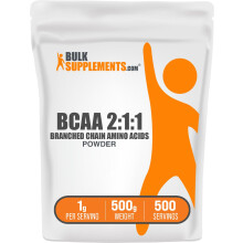 BulkSupplements.com BCAA 2:1:1 Pulver - Verzweigte Aminosäuren, 1g pro Portion, 500g (1,1 lbs)