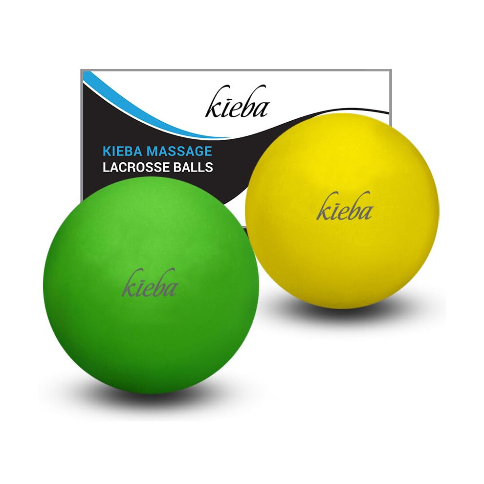 Kieba Green/Yellow Massage Lacrosse Balls For Myofascial Release, Trigger Point Therapy, Muscle Knots, And Yoga Therapy. Set Of 2 Firm Balls ( And Yellow)