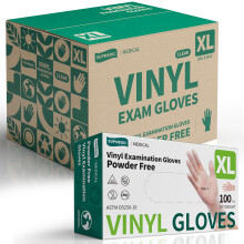 Gants d'examen jetables en vinyle Supmedic, clairs 4 Mil sans poudre, sans latex, 1000 Pcs (X-Large)
