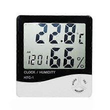 Elektronische temperatuur- en vochtigheidsmeter met digitaal display voor binnen en buiten.