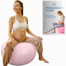 ProBody Pilates Ball de Grossesse - Ballon de Yoga avec Livre, Exercice Maternité Prénatal, Labor & Postnatal (Rose, 65 cm)