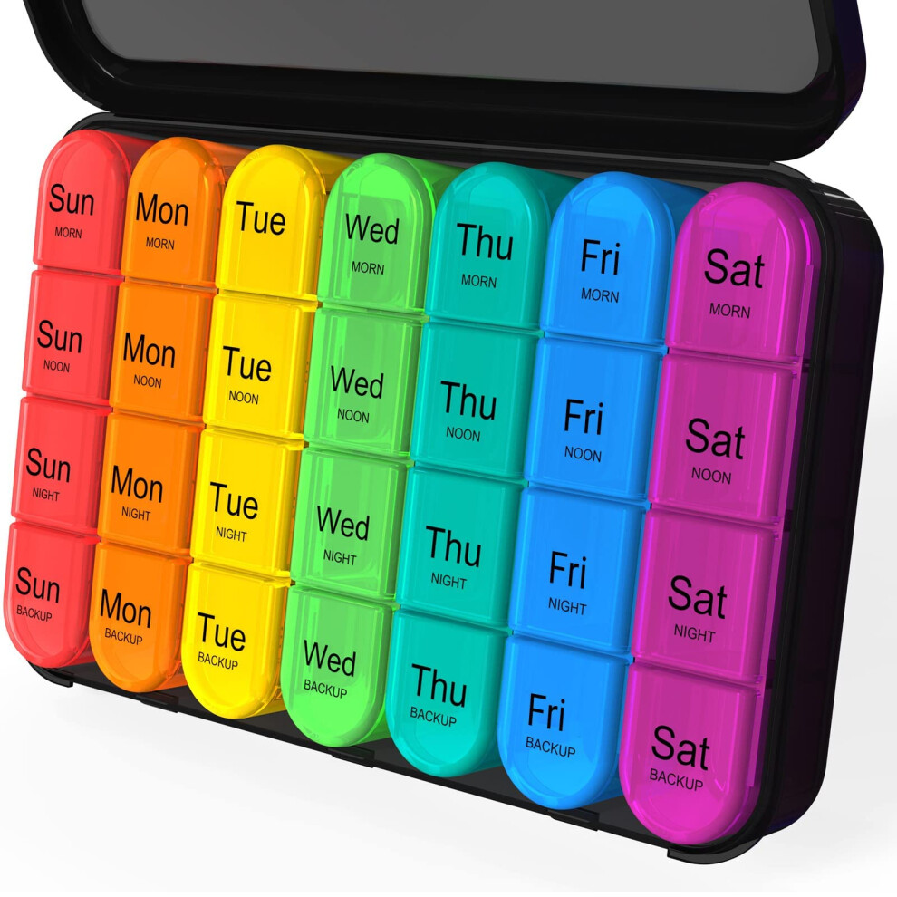 Daviky Pill Organizer 4 Times A Day, Daily Pill Box Organizer, Large Weekly Medicine Organizer Box, Pill Cases Organizers 7 Day, Pill Boxes 7 Day To H