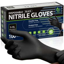 Gants Nitrile Jetables Noirs SWIFTLITE, Gants en Caoutchouc Sûrs pour Aliments, Sans Latex, 100 (Moyen)