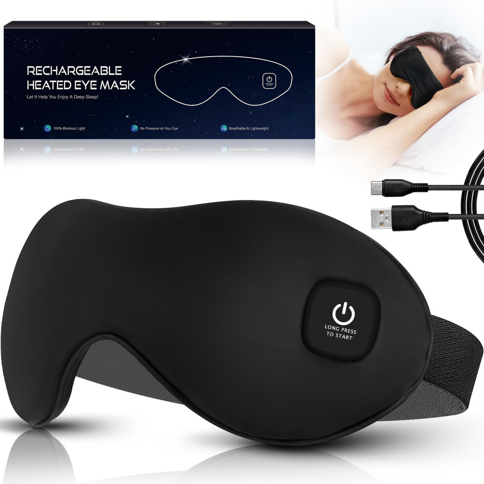 Mutilplx Blue/Light/Red Heated Eye Mask, Cordless Heated Eye Masks For Dry Eyes, Washable Warm Eye Compress Eye Heating Pad For Eye Relief Stye Treatment Improved Sl