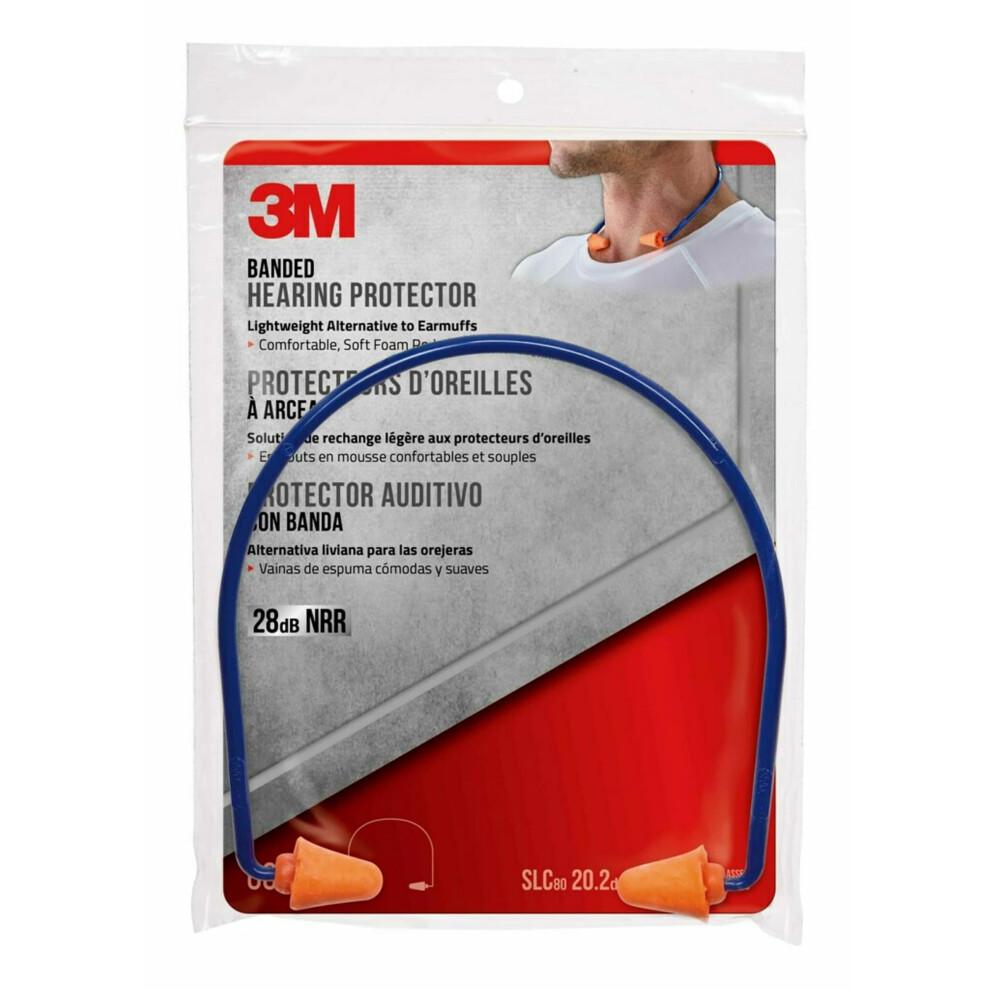 3M Banded Hearing Protector, Noise Reduction Rating (Nrr) 28 Db, Lightweight Alternative To Earmuffs, Easy To Insert & Remove, Soft & Flexible Foam Ea