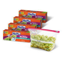 Bolsas de Almacenamiento Hefty Slider, Medio Galón, 32 Cuentas (Pack de 4), Total 128