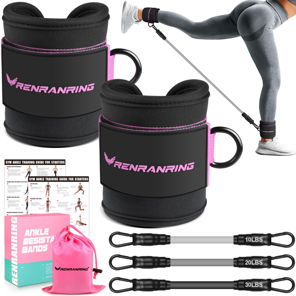 Renranring Ankle Resistance Bands With Cuffs, Ankle Bands For Working Out, Ankle Resistance Band For Legs And Glutes Workout Equipment, Butt Exercise Equipment F