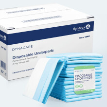 Dynarex 1340 Disposable UnderPad, Tissue Fill, 2 Ply, Medical-Grade Incontinence Bed Pad to Protect Sheet, Mattresses, and Furniture, 17" x 24", 15g,